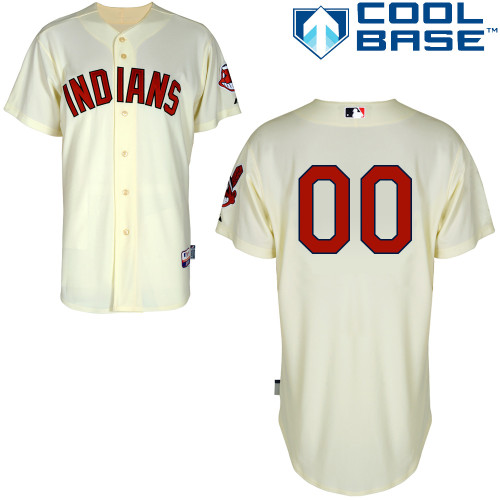Customized Cleveland Indians MLB Jersey-Men's Authentic Alternate 2 White Cool Base Baseball Jersey